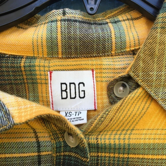 BDG Caleb Women's Size XS Green and Yellow Plaid Sporty Shirt - Picture 6 of 8
